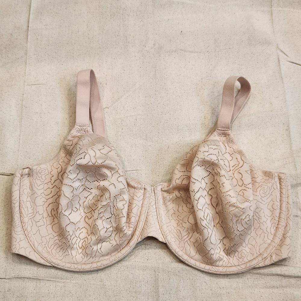New Wacoal Women's 38DDD Pink Rose Lace Underwire Full Coverage Bra Nude 855345